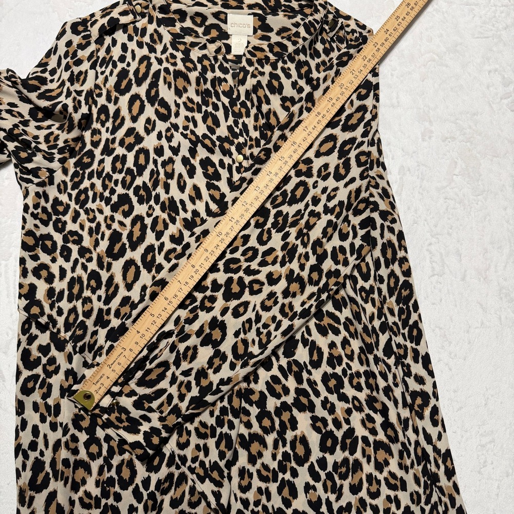 Chico's Leopard Print Asymmetrical Hem Tunic Dress Size L Boho Chic - Picture 8 of 8